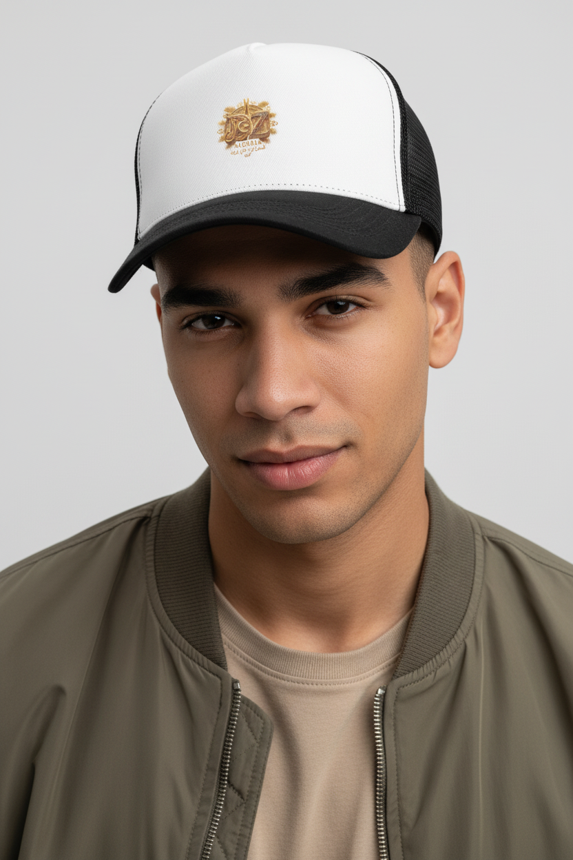 Homme casquette blanc noir