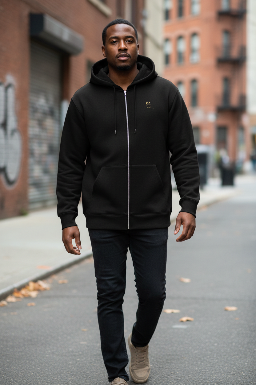 Sweat zippé noir PZ Prestige identique au produit porté en extérieur