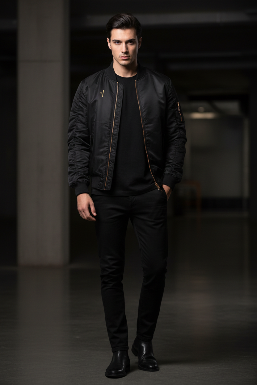 Mannequin homme portant le bomber noir PZ Prestige