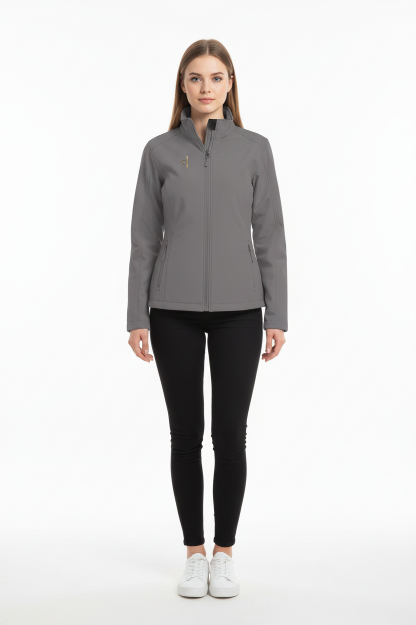 Veste PZ Prestige gris fumé portée par un mannequin femme de face
