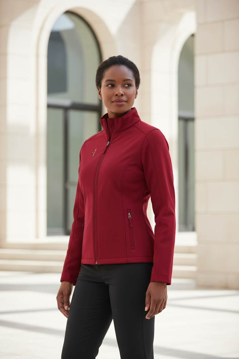 Veste PZ Prestige rouge profond portée par un mannequin femme de trois-quarts
