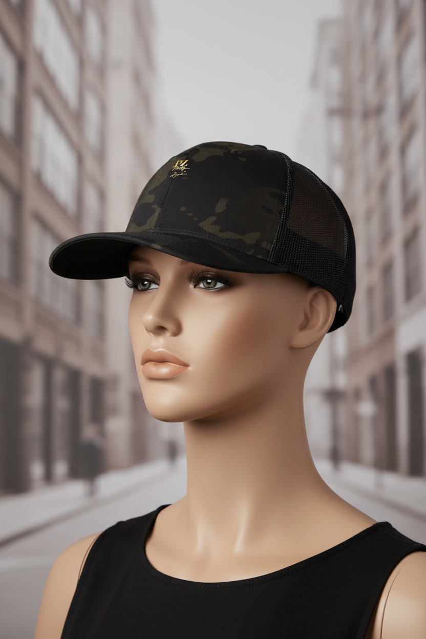 Casquette trucker Multicam PZ Prestige portée par un mannequin