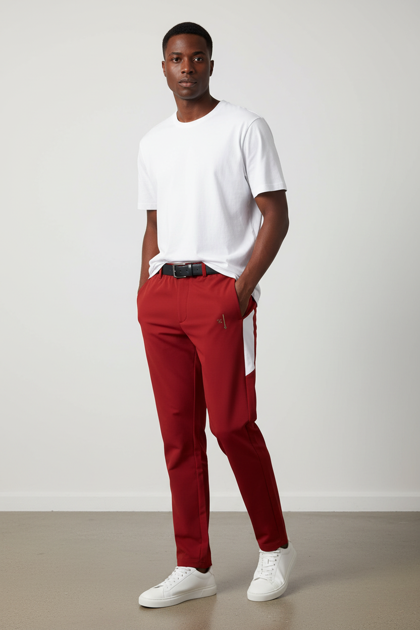 Mannequin portant le pantalon rouge