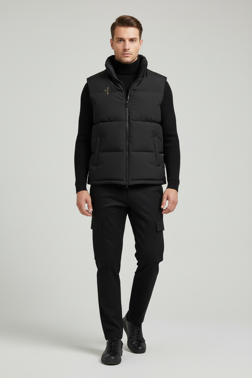 Premier mannequin portant le gilet matelassé