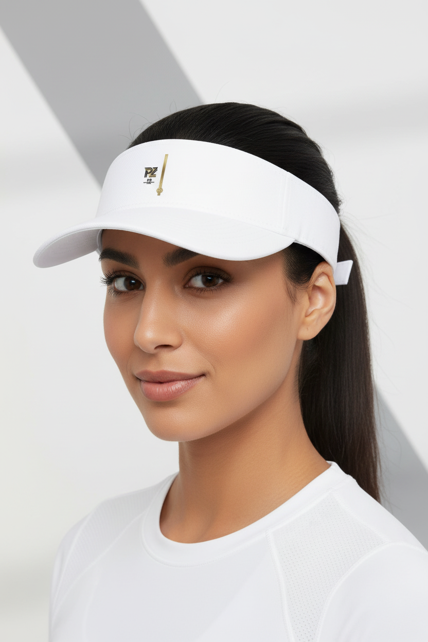 Visière blanche PZ Prestige portée par une femme
