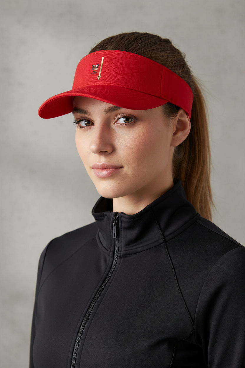 Visière rouge PZ Prestige portée par une femme